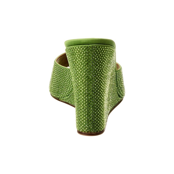 Sz 36 and RARE Sz 42 NIB $2025 Amina Muaddi Lupita crystal green wedges - Picture 3 of 6